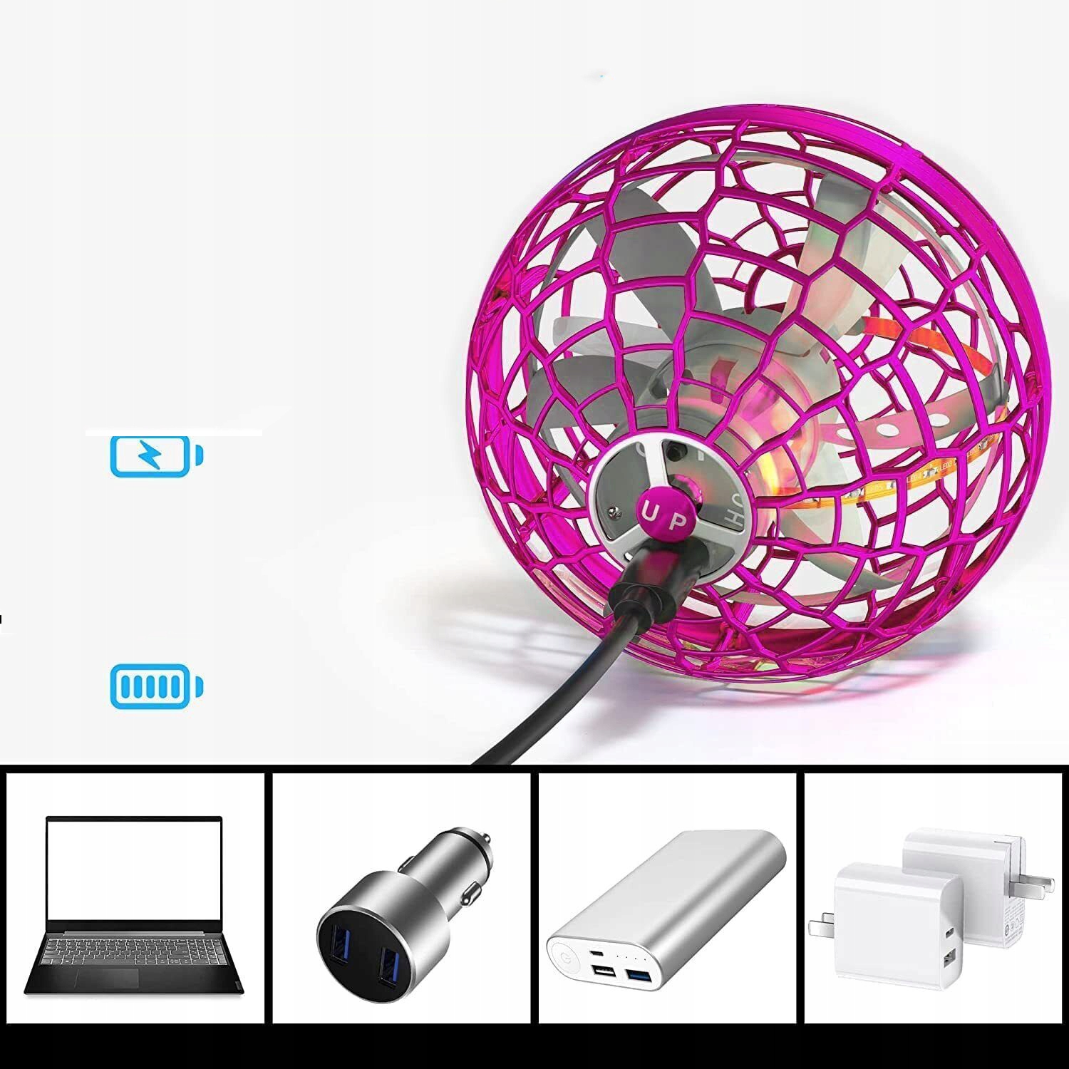 MAGICZNA PIŁKA ELEKTRYCZNA Z ŚWIATŁEM LED, PREZENT Rodzaj Fidget Spinner