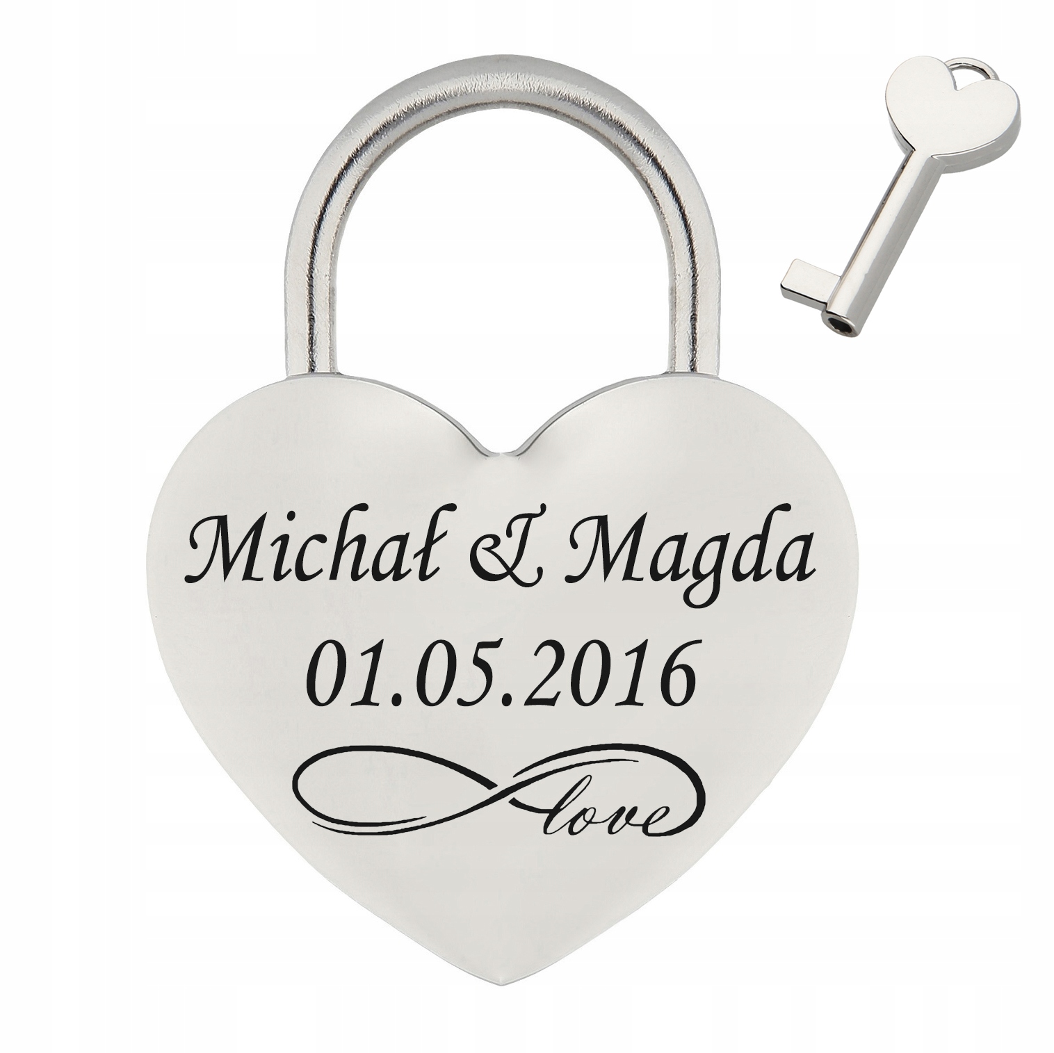 

Kłódka miłości na most Grawer Nadruk Serce dla par