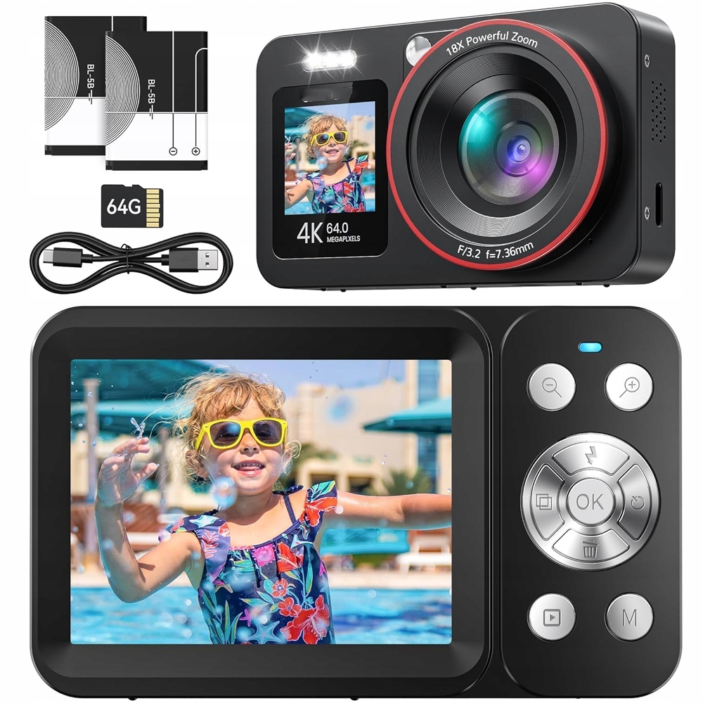 Digitální Fotoaparát Uhd 4K 64MP S Digitálním Zoomem 18X