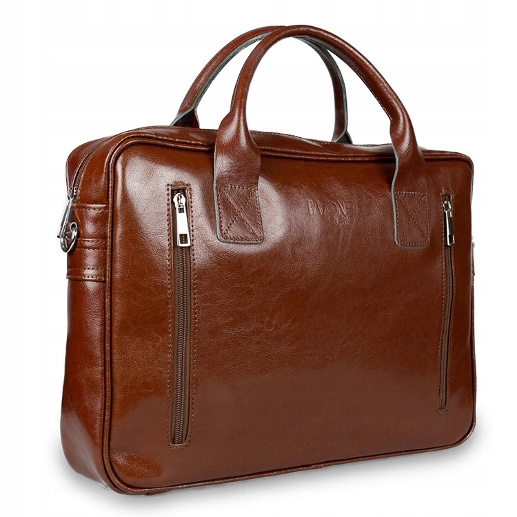 Skórzana torba męska brązowa na ramię laptopa Pavone Nero Sorrento 2348 BR