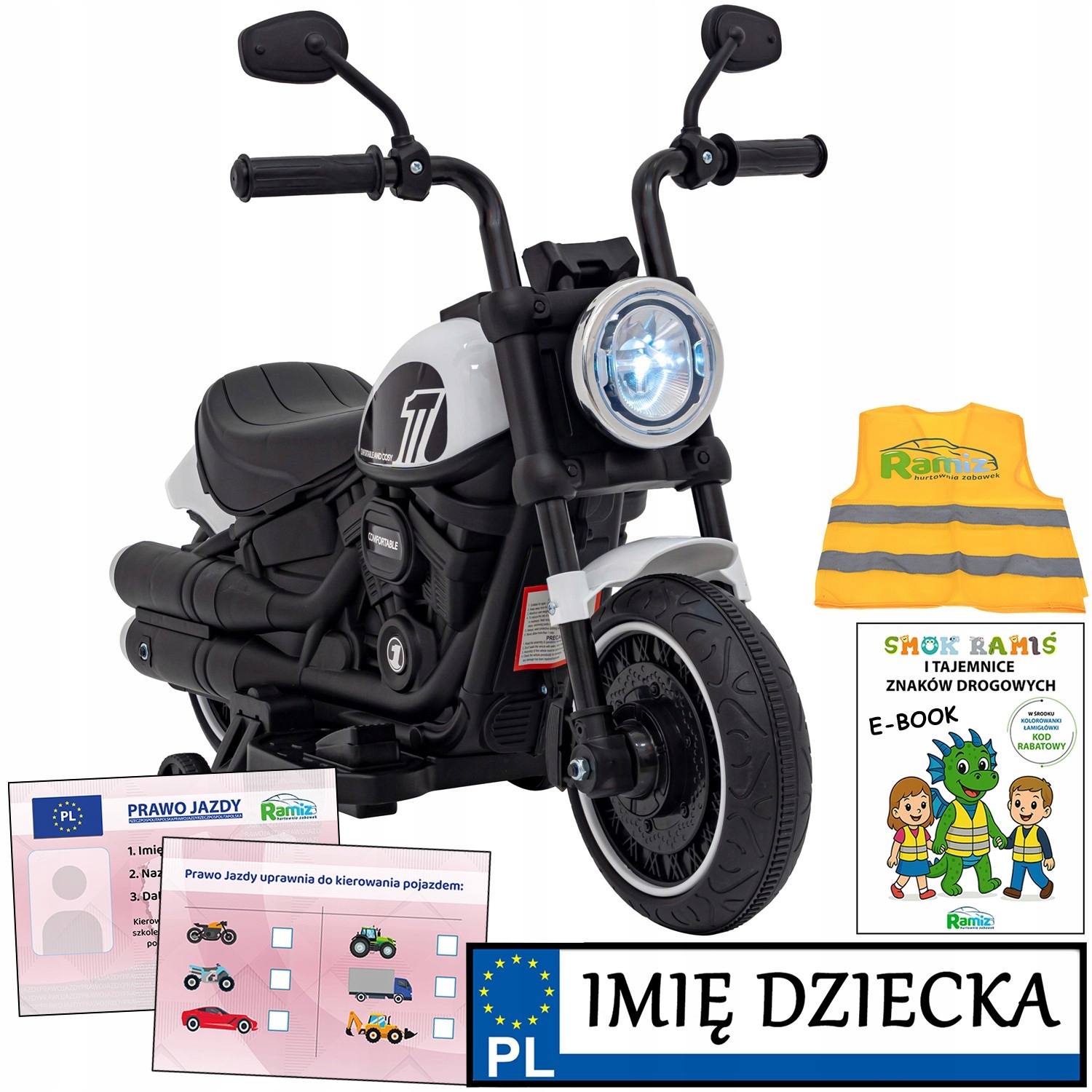 trzykołowy dla dzieci Motor Chopper Faster Tablica Imienna krążownik szos