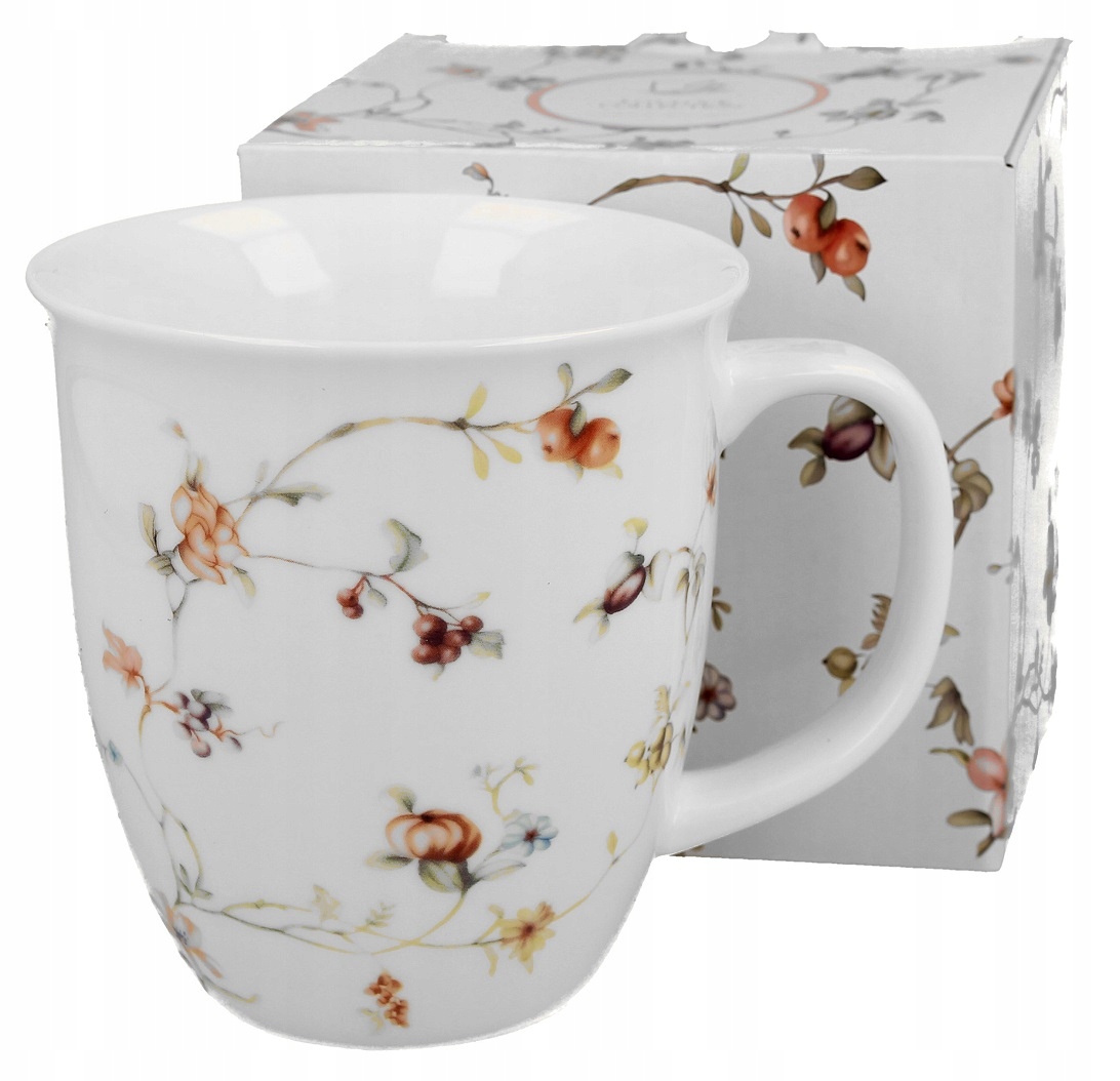 

Kubek Porcelanowy duży Rośliny biały 650ml