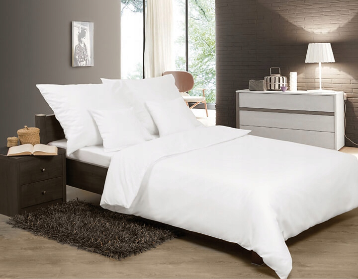 Povlečení Premium 160x200 2x 70x80 jednotná bílá