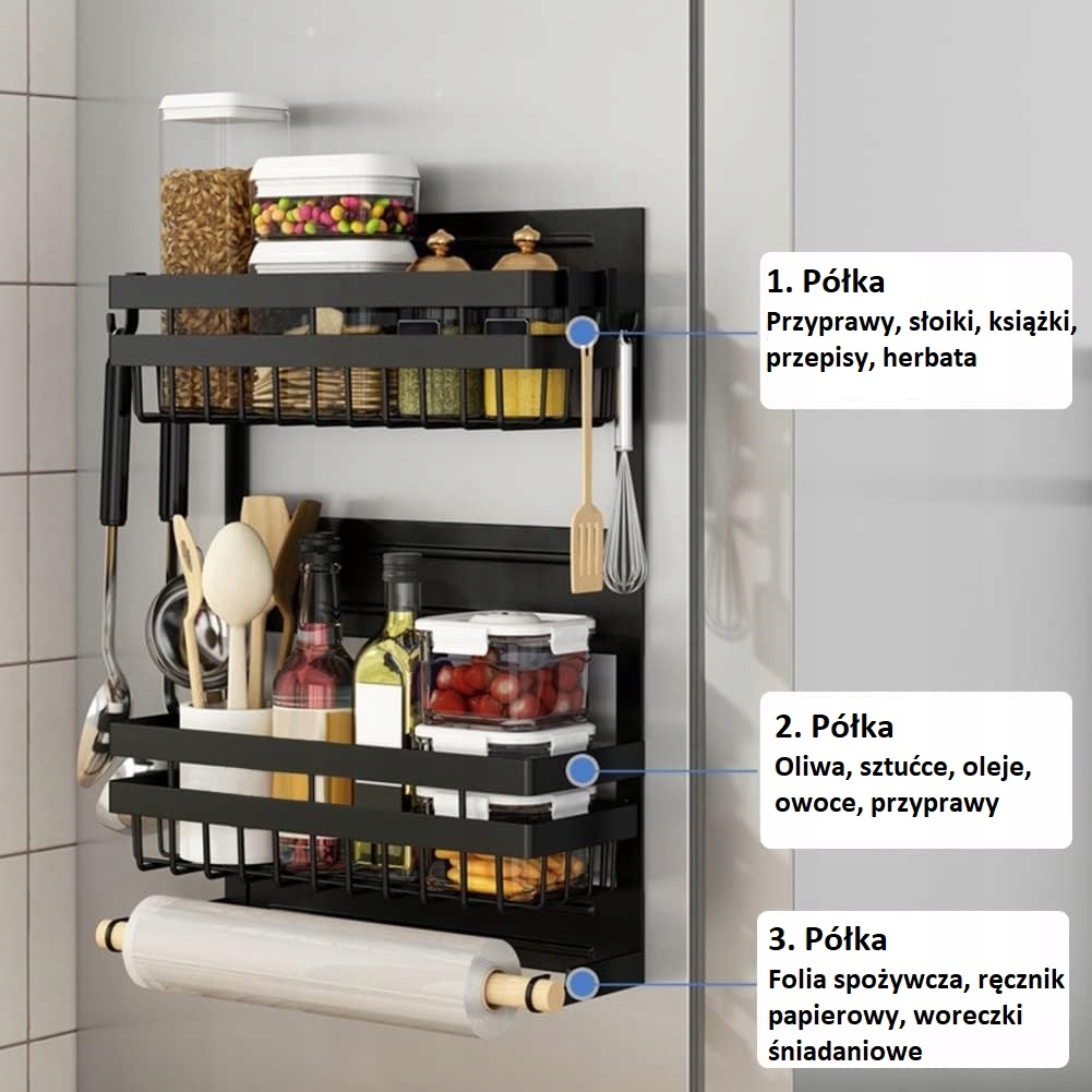 PÓŁKA MAGNETYCZNA NA LODÓWKE PRZYPRAWY RĘCZNIK L Marka inna