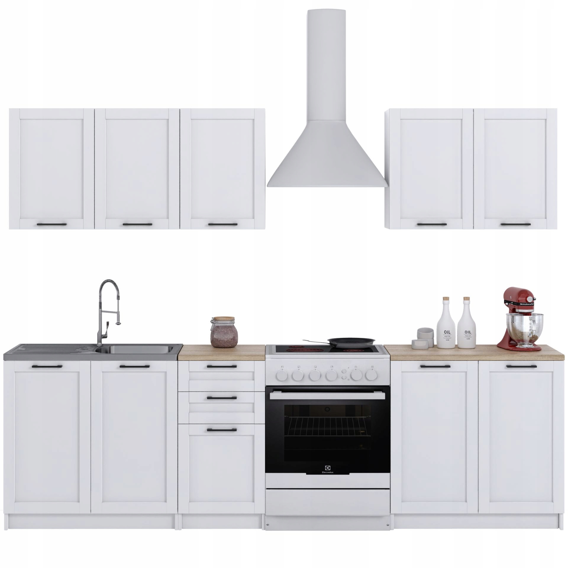 Výprodej! Kuchyňský nábytek s pracovní deskou Kuchyňský komplet skříněk Rámeček Bílá matná