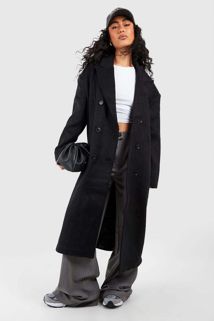 Dlouhý Kabát Klasický Černý Oversize Přechodové Kapsy Boohoo 44