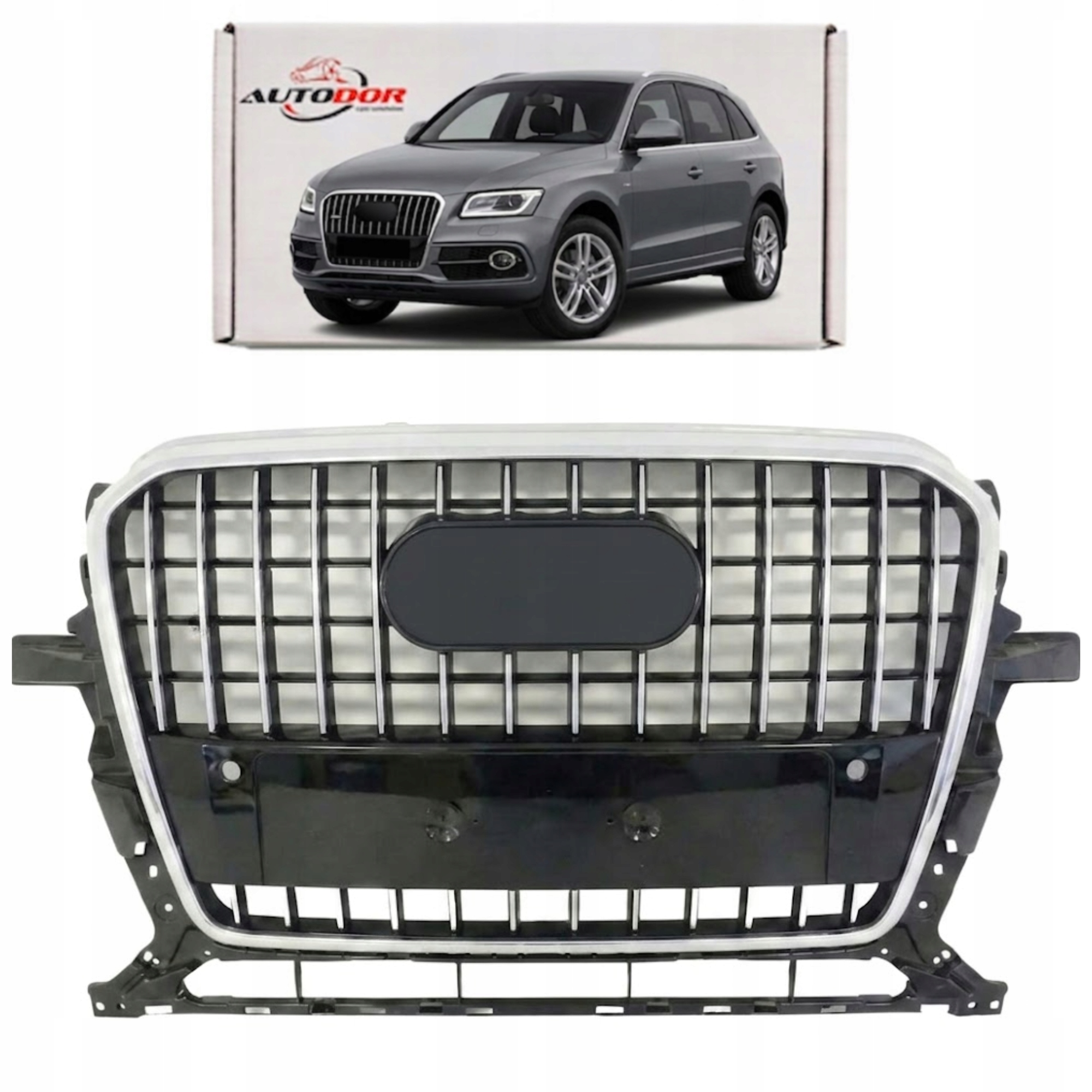 Audi Q5 8R 2012-2016 Atrapa Gril Středová Mřížka Stříbrná Chrom Držák