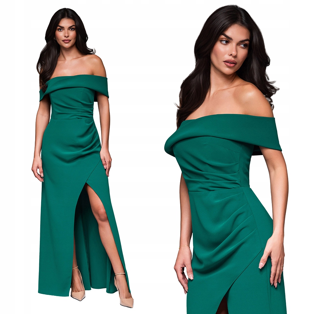 Módní večerní šaty lahvová zeleň LaRica LA-OM-DLR232 velikost Xs