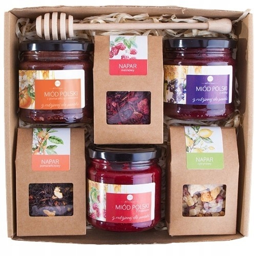 Kosz Prezentowy Upominek owocowy napary miody Pomarańcza Malina