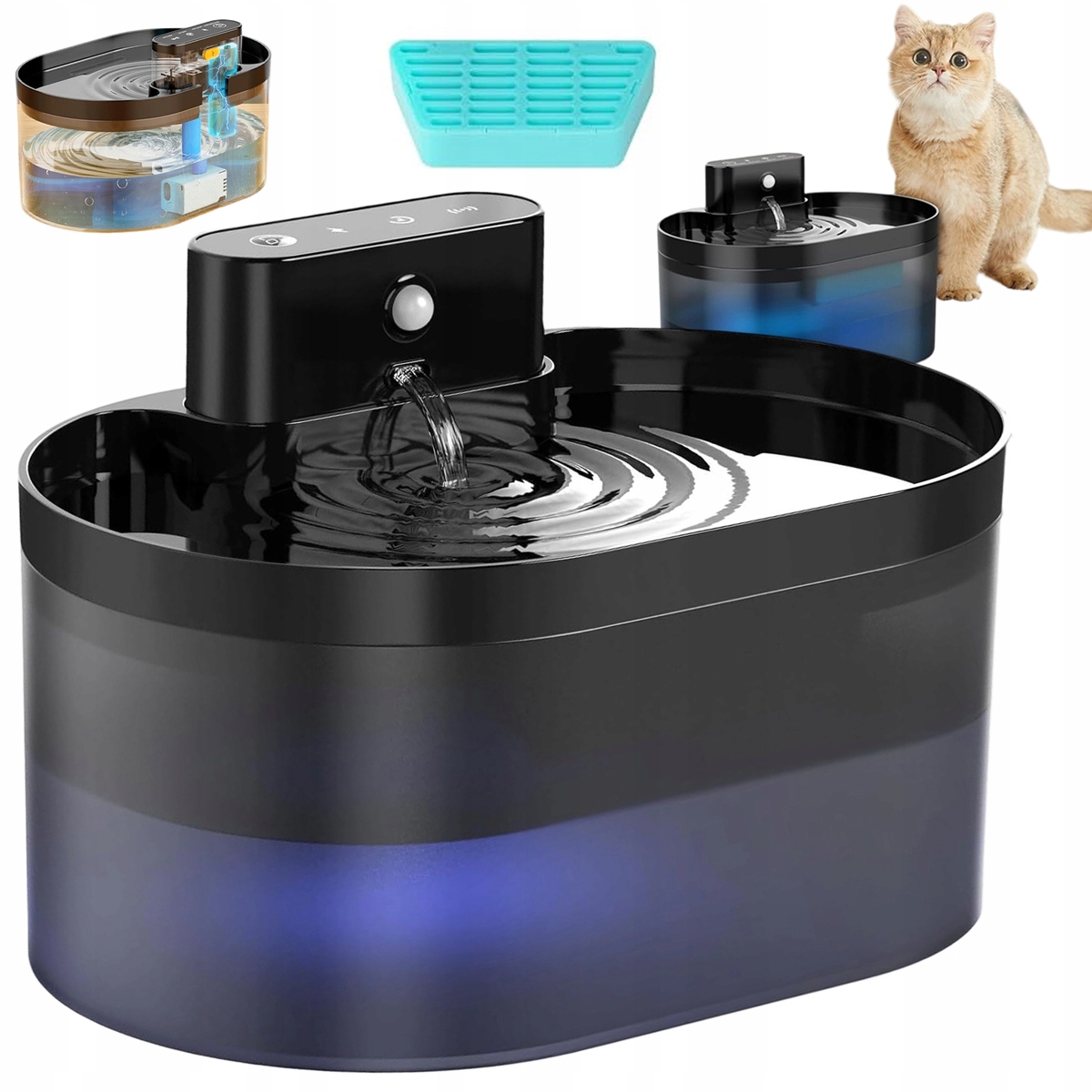 Levně Napáječka Fontána Fontána Pro Kočky Psa 2.2 L Tiché Snadné Čištění