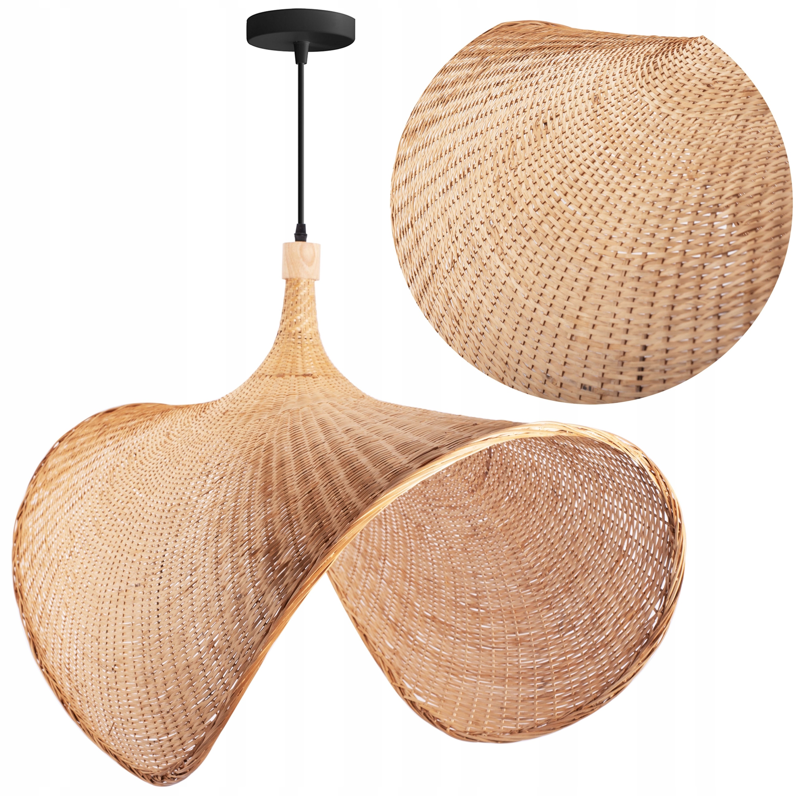 Závěsné Stropní Svítidlo Boho 50 cm Pletený bambusový lustr