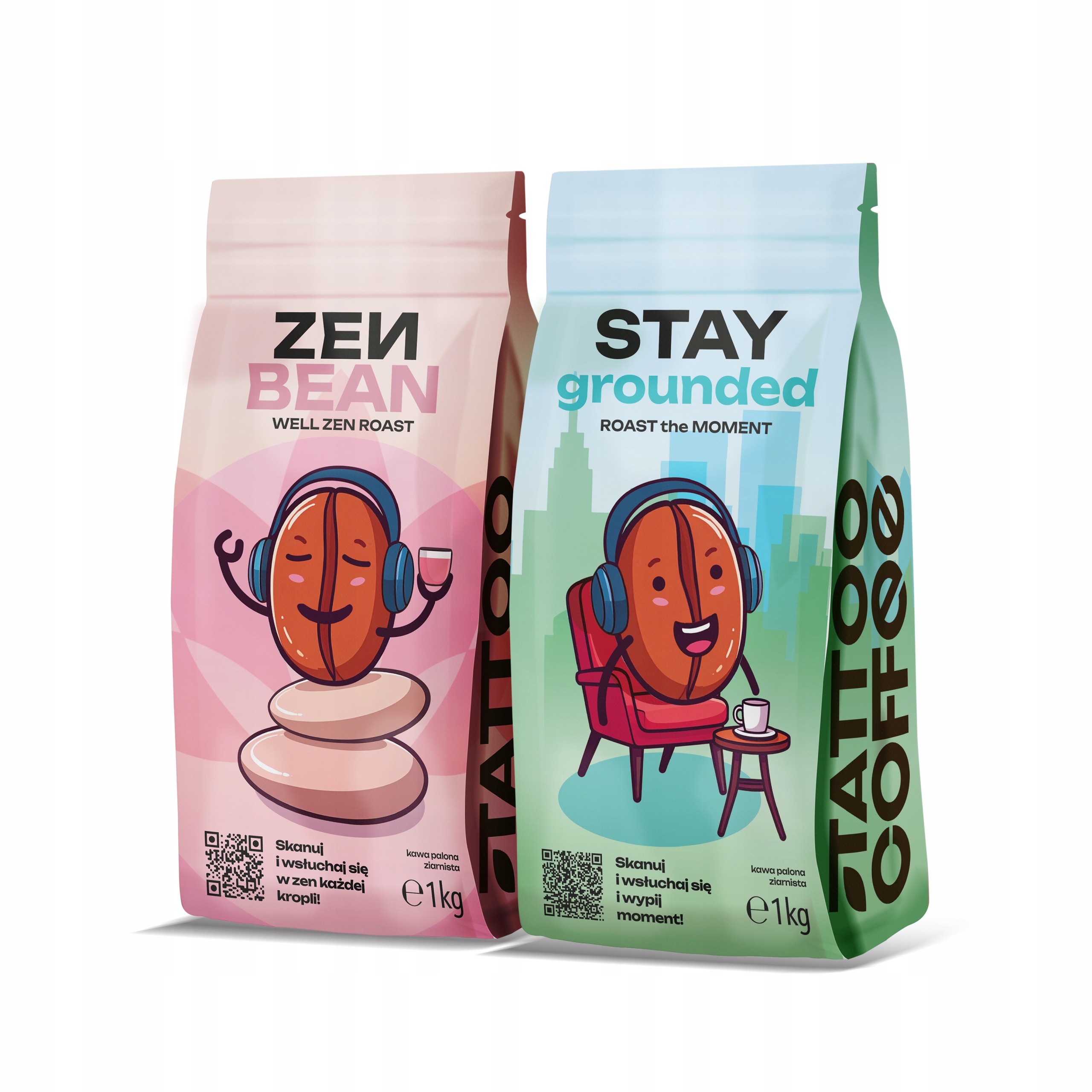 Kawa ziarnista Tattoo Coffee, zestaw Zen Bean 1kg Stay Grounded 1kg