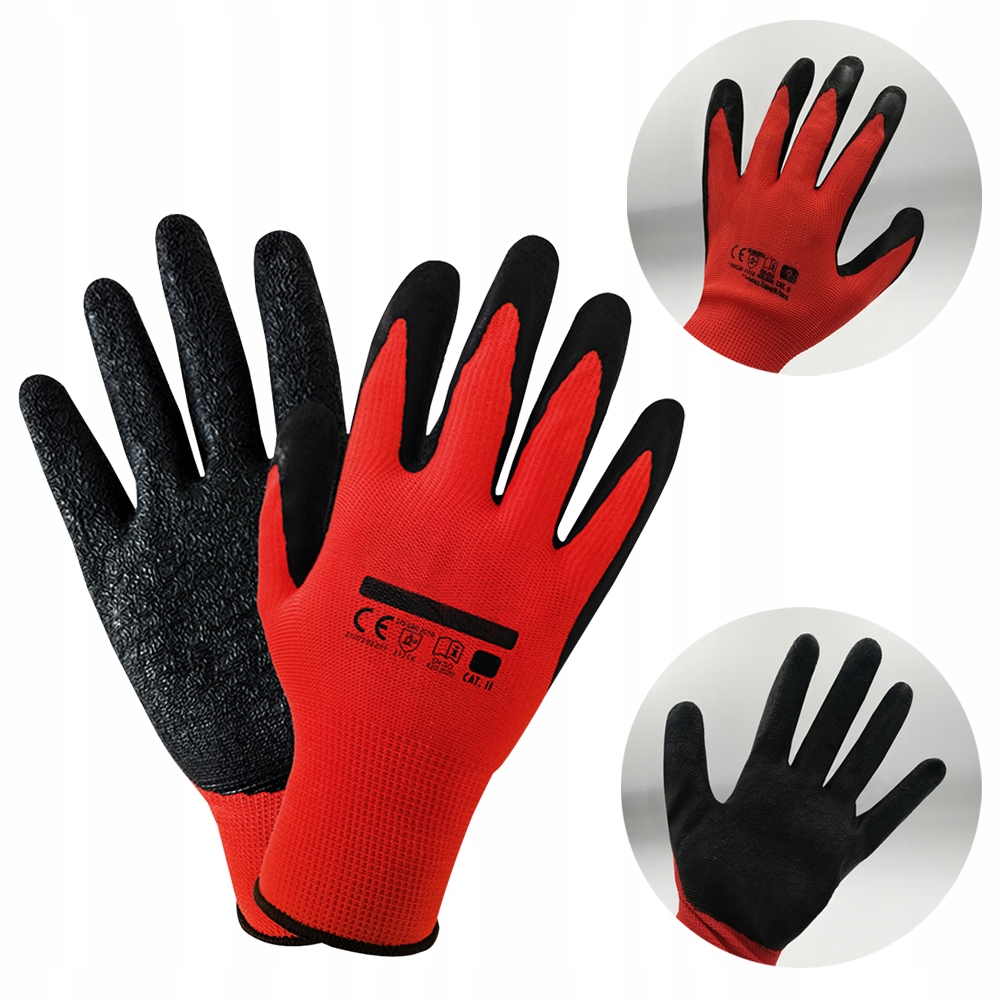 RĘKAWICE ROBOCZE POWLEKANE LATEKSEM NITRYLOWE MOCNE 11 - XXL 3 PARY