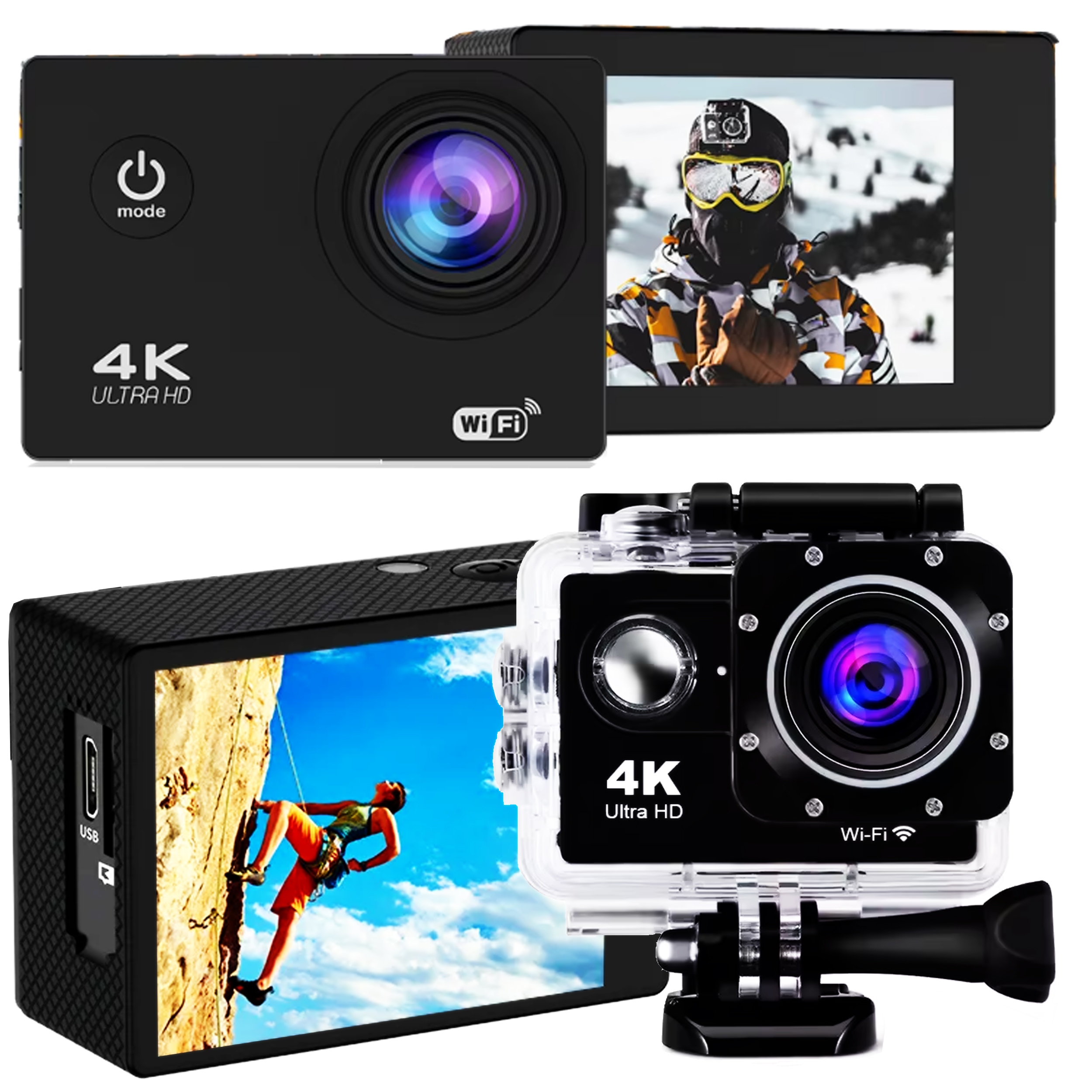 Športová Kamera 4K Full Hd Drmz ActionXtreme Pro 2 Držiaky Vodotesná 30M