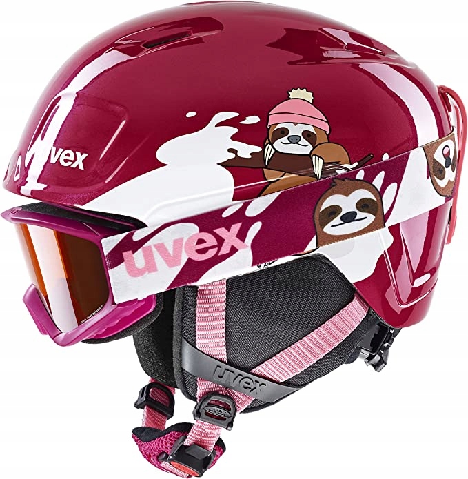 Kask narciarski dziecięcy gogle Uvex Heyya Berry White Sloth r.XS 46-50cm