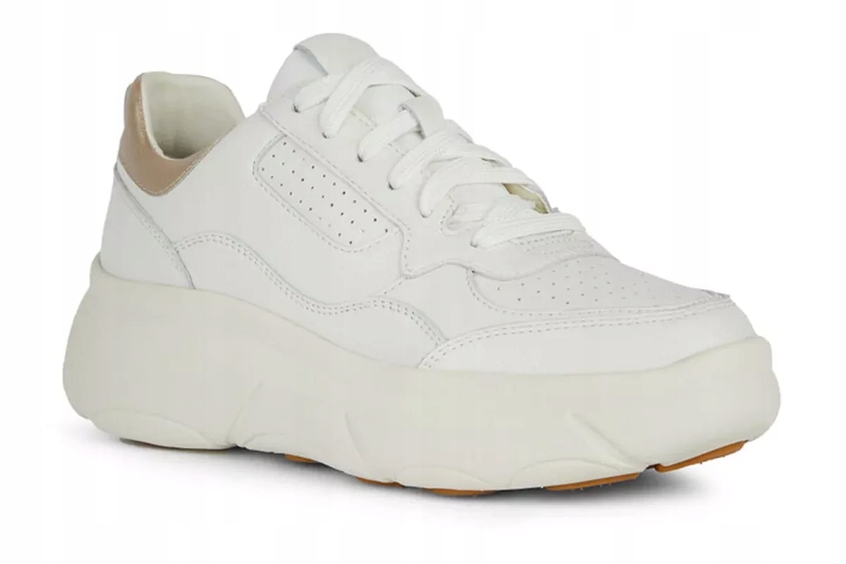 Bílé tenisky Geox D45NHB Nebula kůže, sportovní boty na platformě, velikost vel.