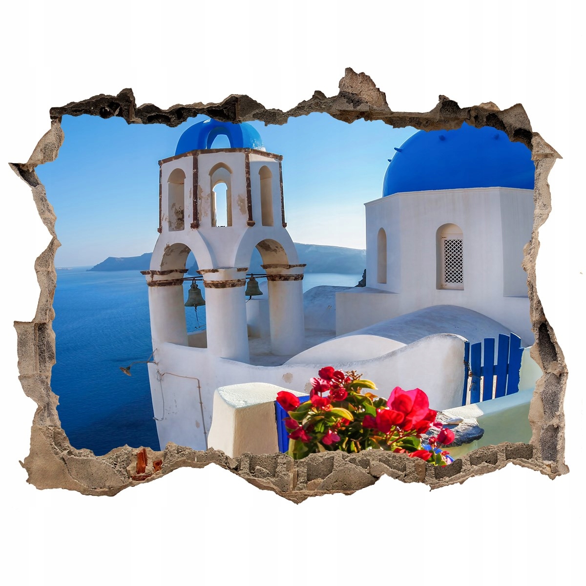 

Fototapeta dziura na ścianę 3d Santorini Grecja