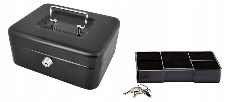 KASETKA NA PIENIĄDZE KOSZTOWNOŚCI METALOWA CASH BOX 20x16x9 cm Marka FRA