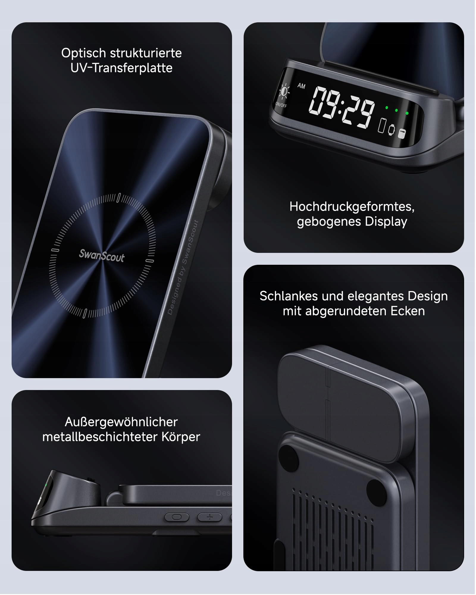 SWANSCOUT Stacja Ładowania Indukcyjna 3w1 iPhone Apple Watch AirPods — miniatura 3