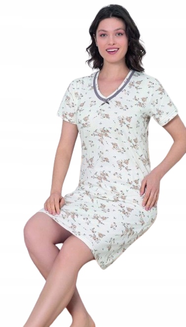 Klasická Elegantní Košile Noční Květy Louka Výstřih Do V S Mašličkou XXL