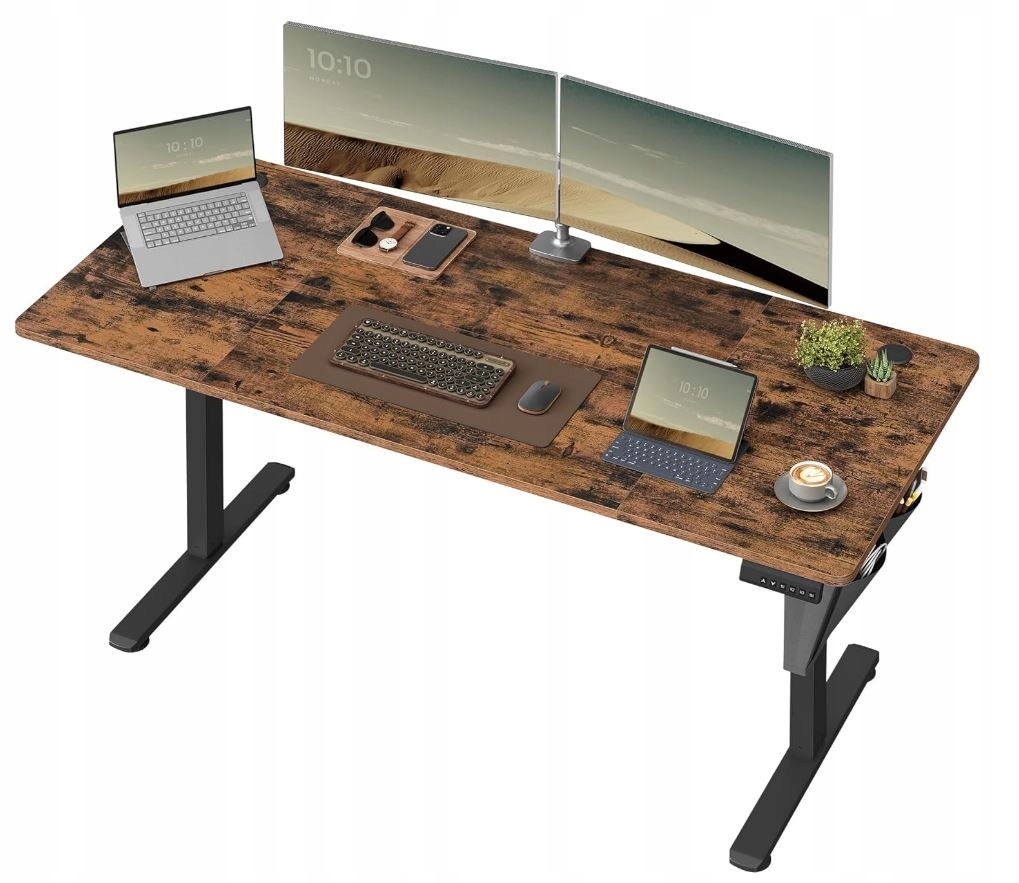 Elektrický obdĺžnikový stôl Songmics 160 x 70 x 120 cm, rustikálny dub