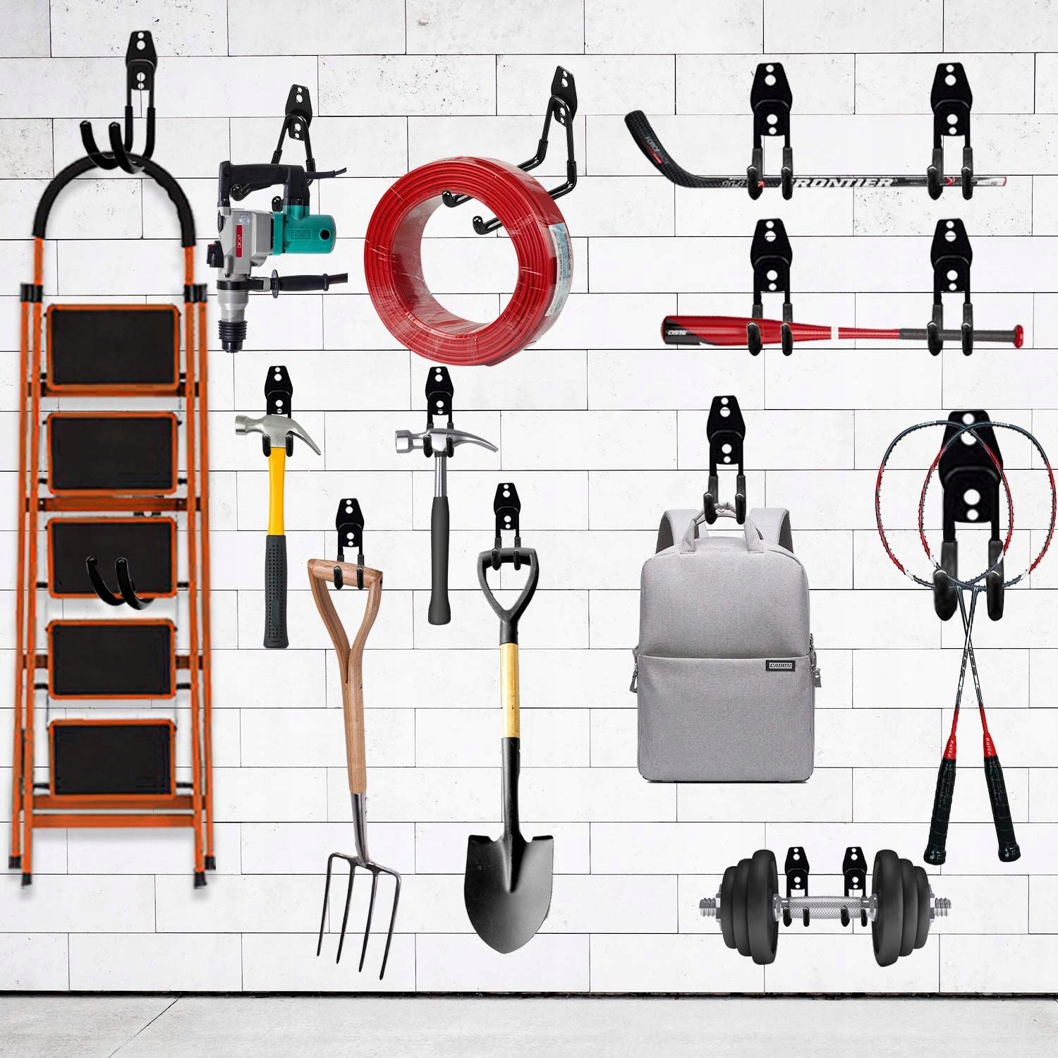 HAKI UCHWYTY ŚCIENNE DO GARAŻU 10 SZTUK ZESTAW Rodzaj wieszak szeregowy