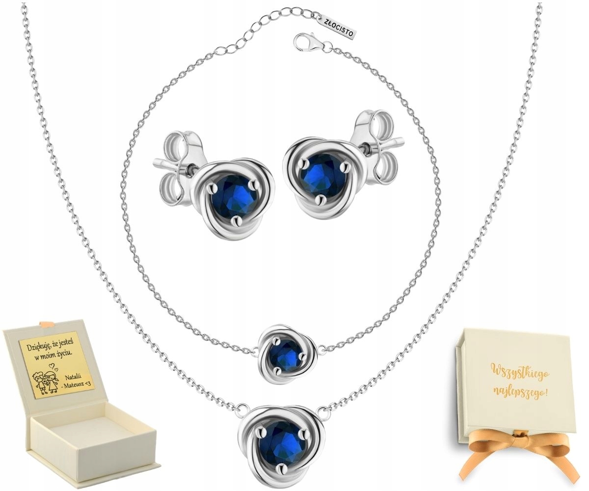 Komplet Šperků Náušnice Přívěsek Náhrdelníky S Modrým Zirkonem Precle