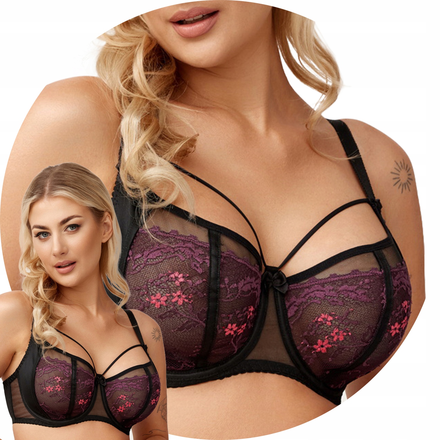 Azal Otylia Biustonosz Miękki koronka fioletowy 95E