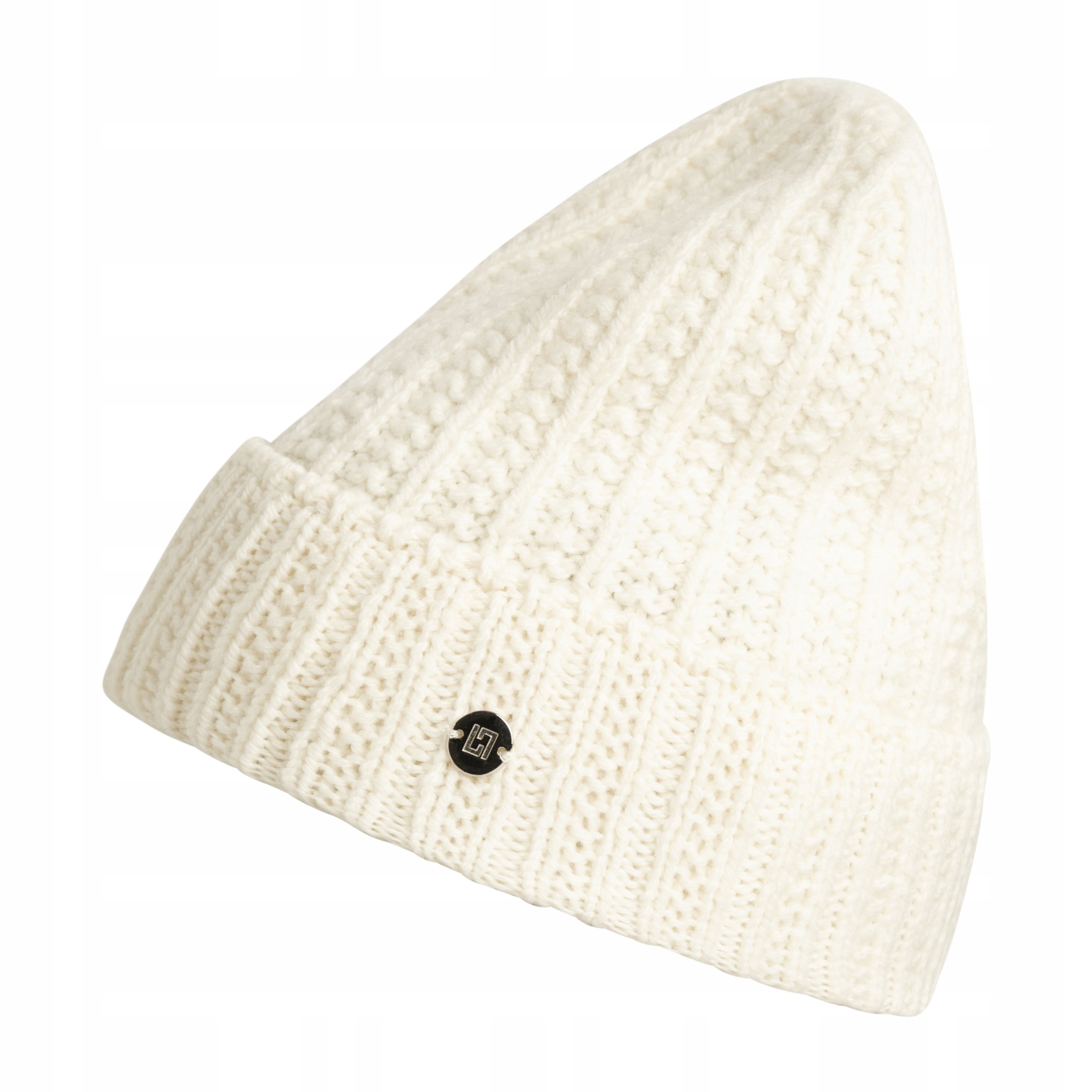 Bílá dámská vlněná polská čepice s čepice s ohybem ze 100% vlny Vigin Loman Jose