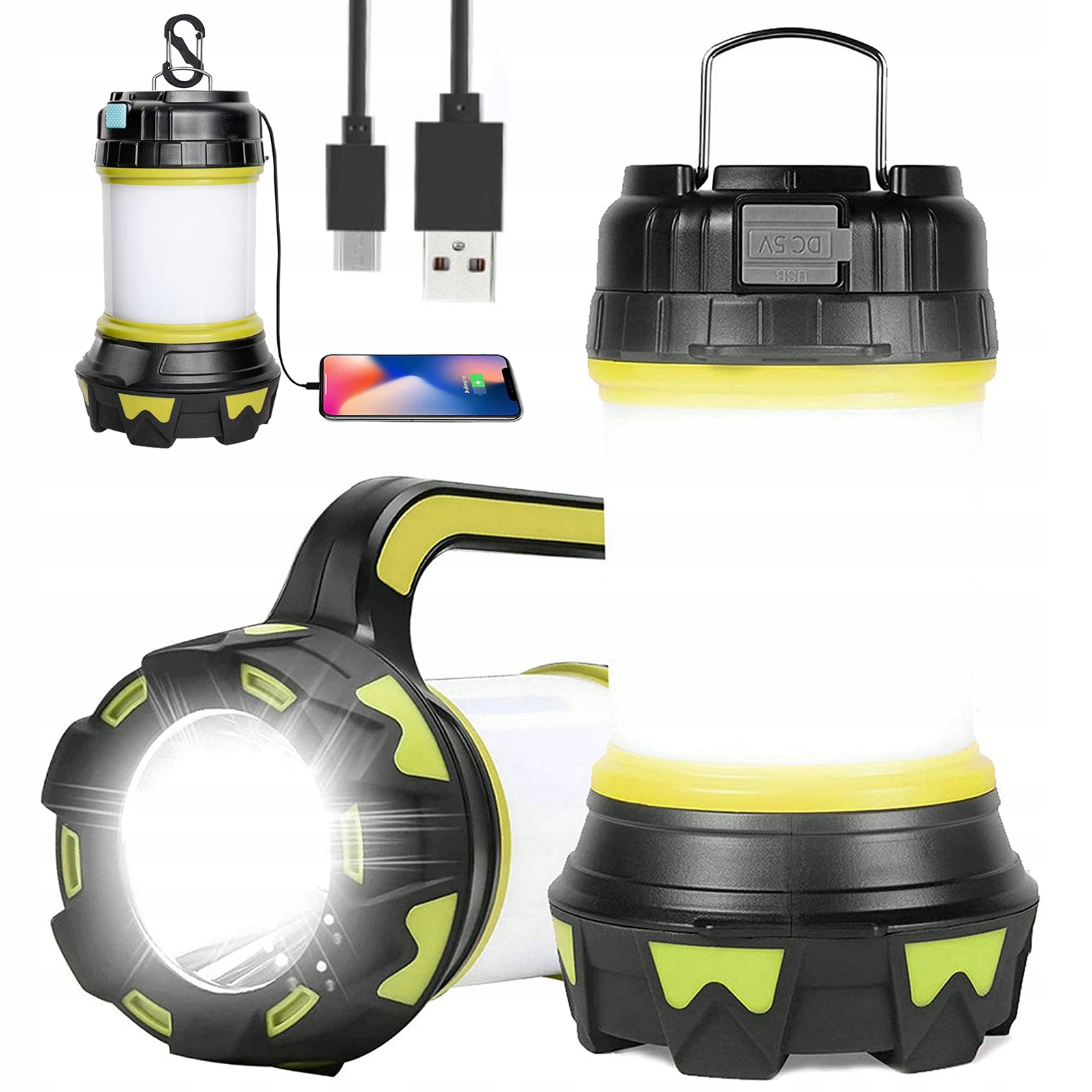 

Latarka Biwakowa Akumulatorowa Lampa T6LED Usb 2W1