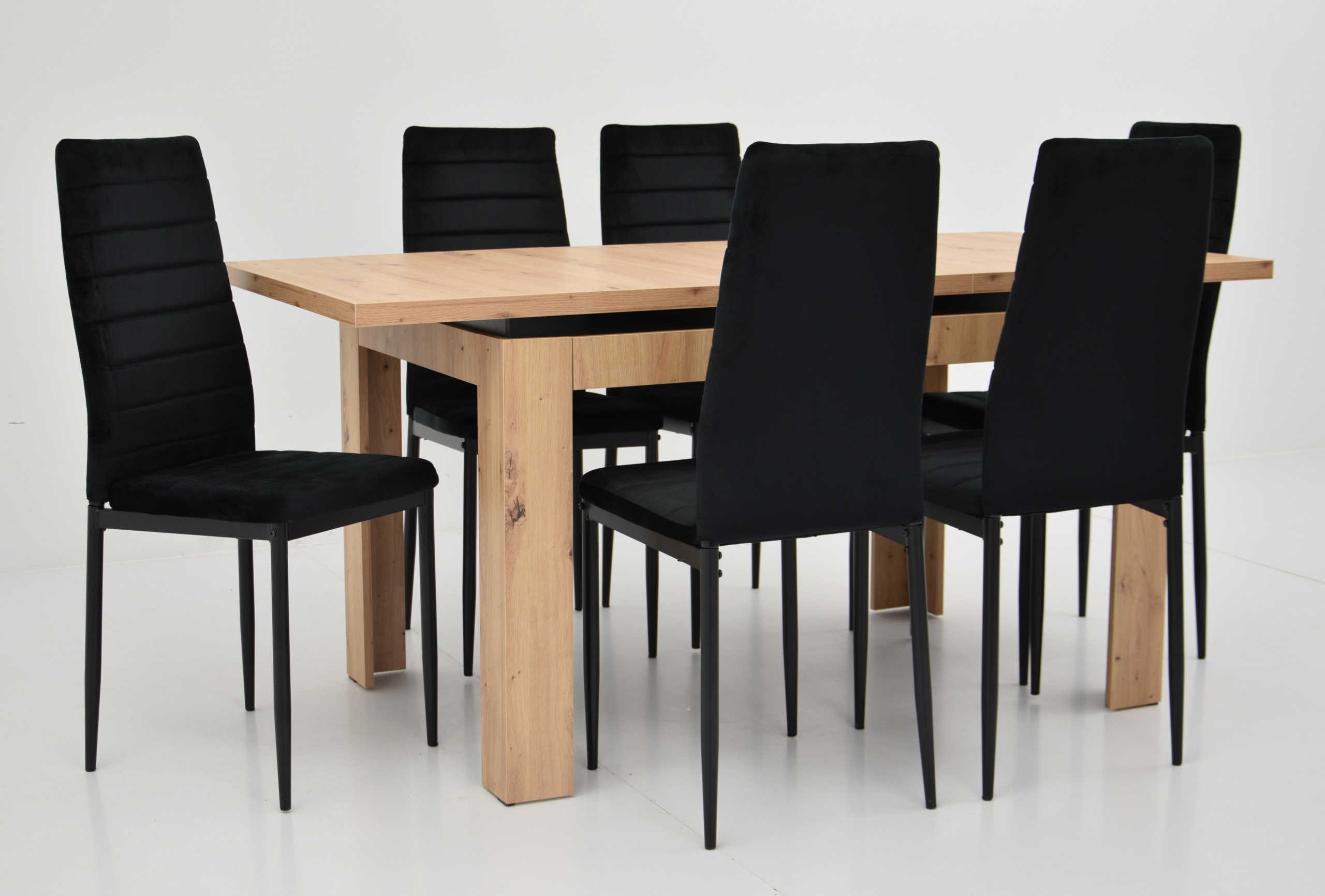 Stół rozkładany 80x120/160 cm 6 krzeseł tapicerowanych welur ekoskóra Marka inna