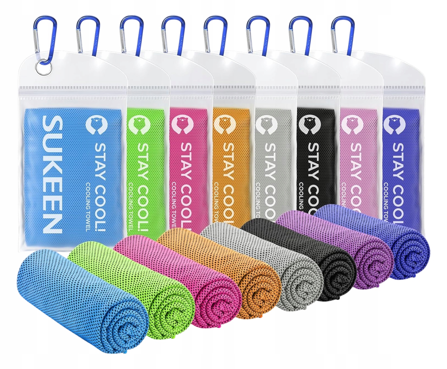 Sukeen Zestaw 8 Ręczników Chłodzących Sportowych 100x30cm Wielokolorowe