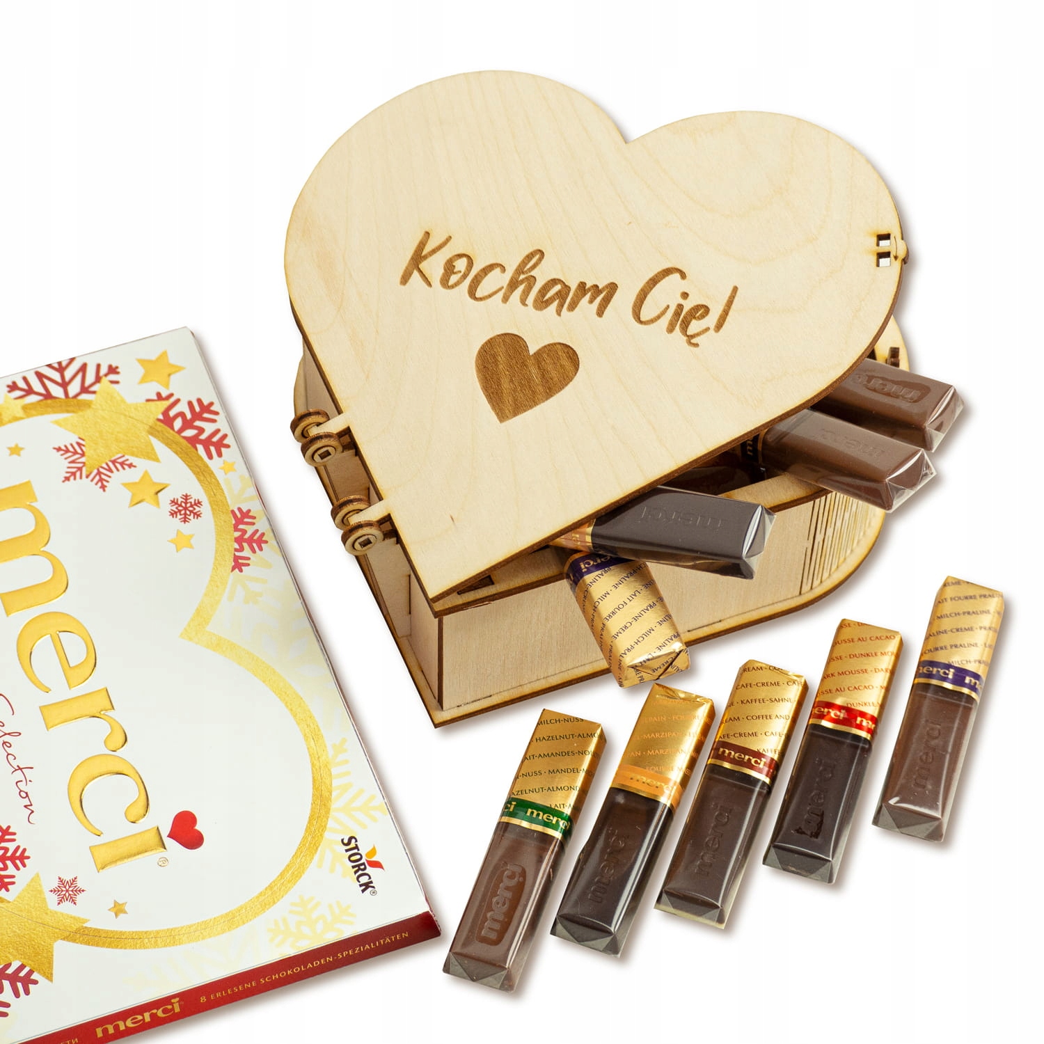 Levně Deku Krabička Krabička s gravírováním s sladkostmi Merci 17x15 x 5 cm