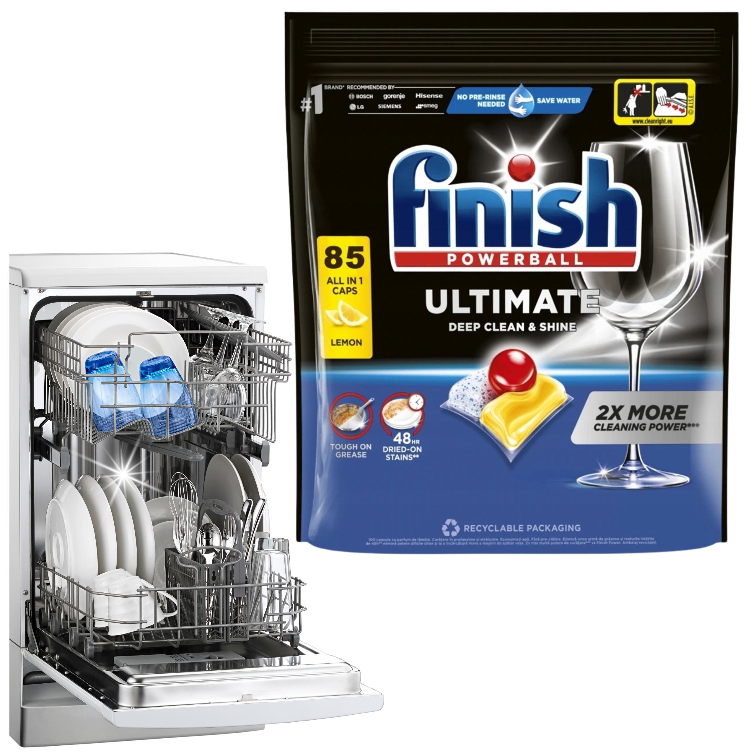 Levně Finish Powerball Ultimate Kapsle Do Myčky All In 1 Citronové 85 ks