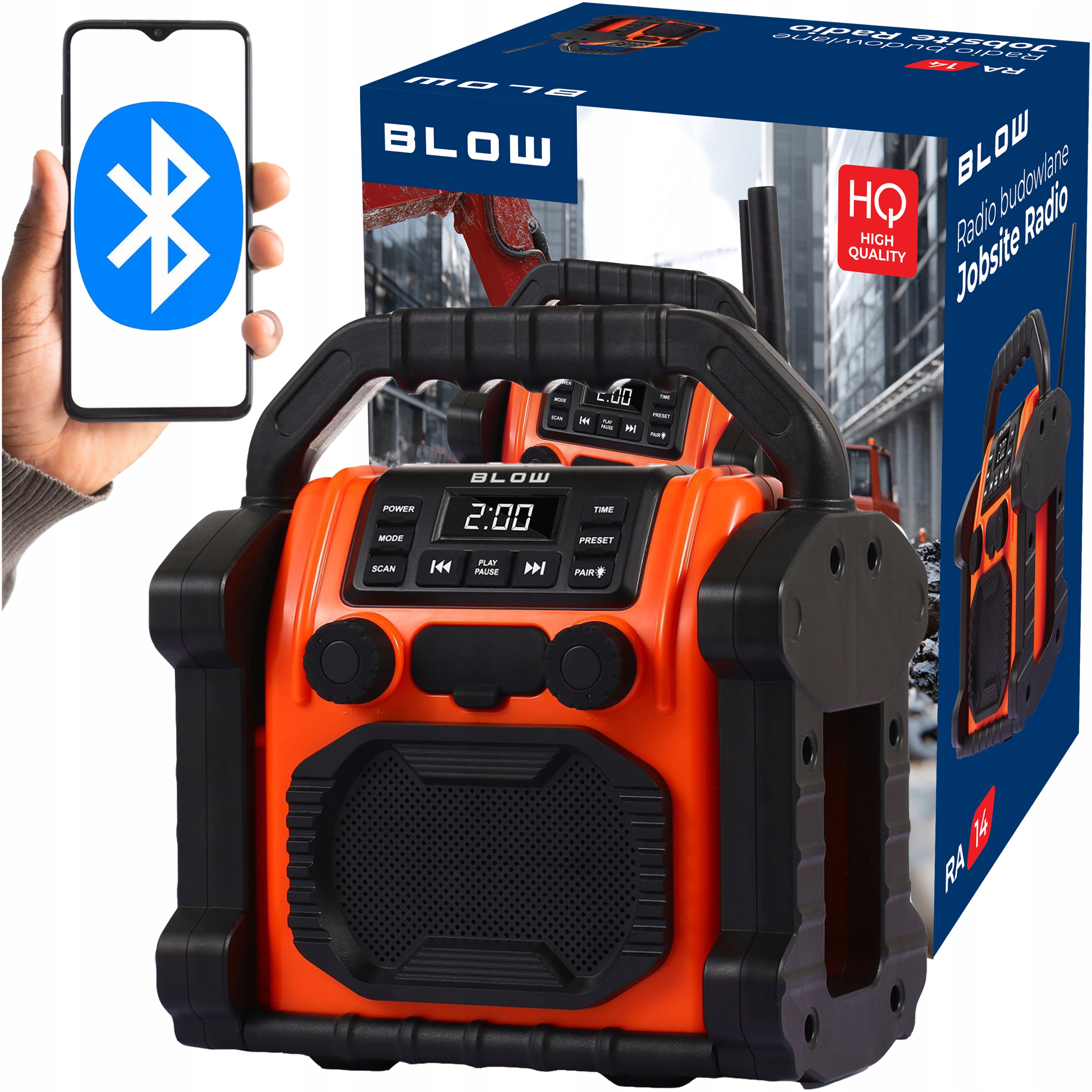 Stavební Rádio Fm 20W Rms Bluetooth 5.1 Powerbank Usb-c Aux Led IP55