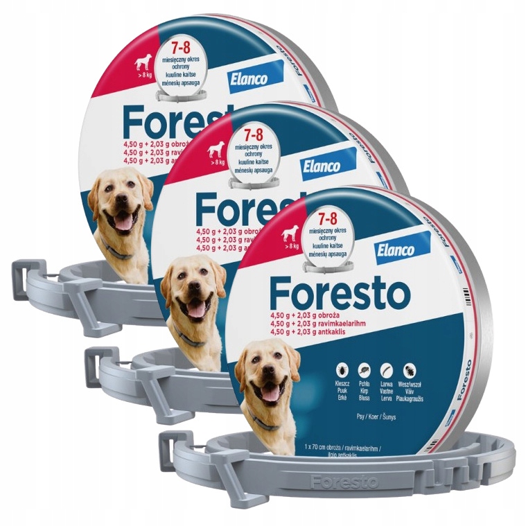 Foresto Obroża Na Kleszcze Pchły Dla Psa Powyżej 8kg 70cm 3szt
