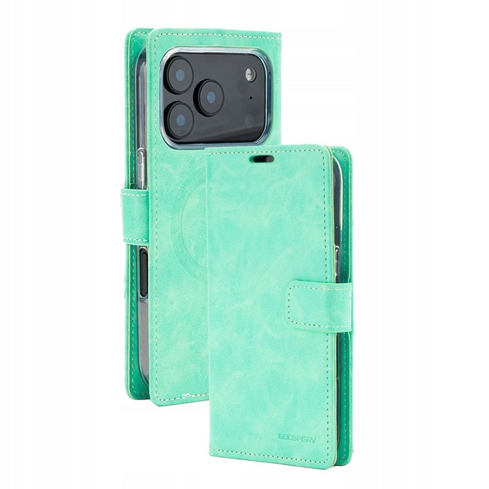 Etui Mercury BlueMoon Diary MagSafe do iPhone 17 Pro 18 Pro miętowy
