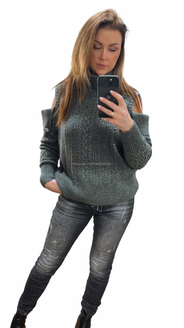 By O La La...! Svetr Golf S Vykrojenými Rameny Šedý Uni