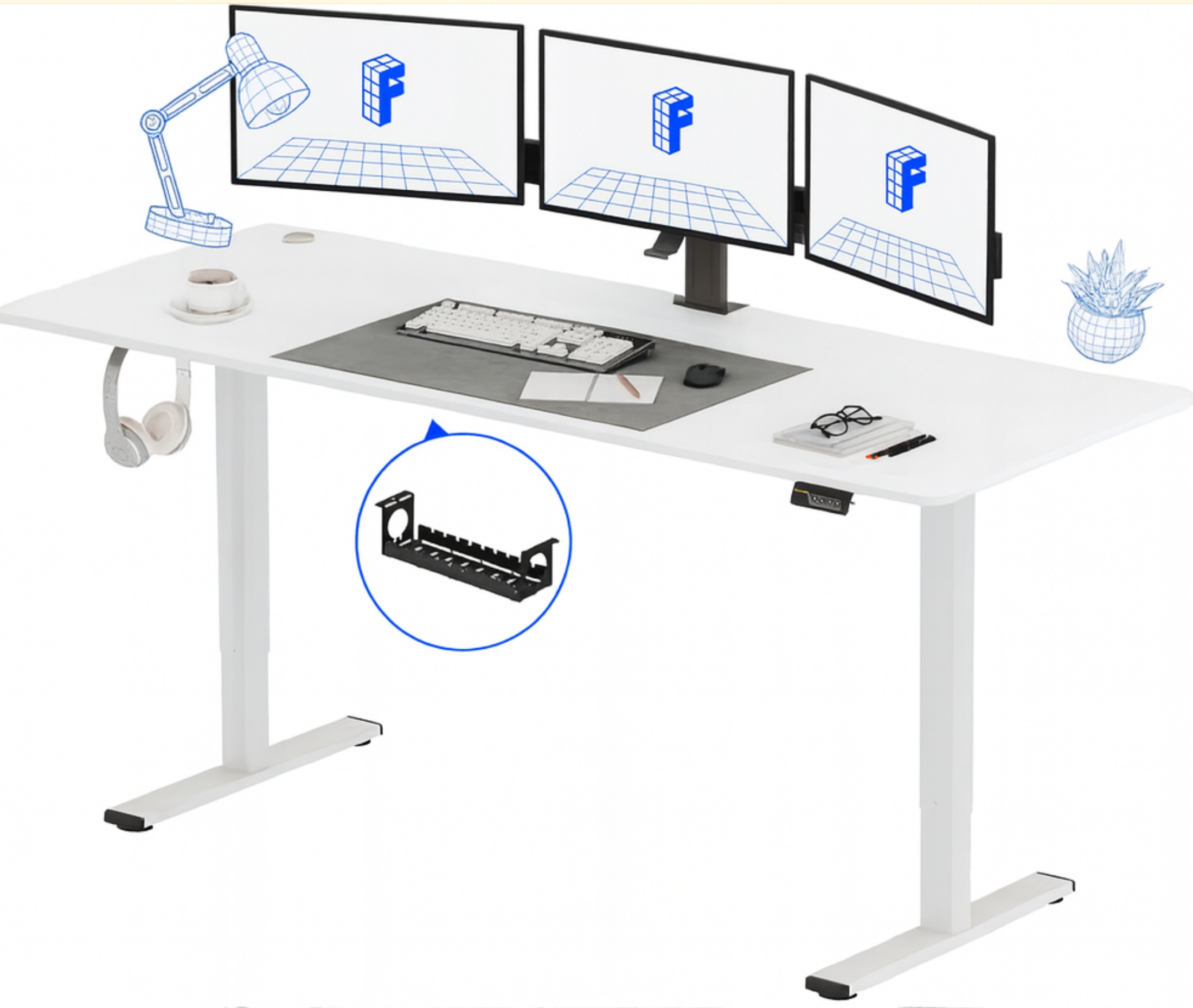 Písací stôl FlexiSpot 180x80 cm elektrický 73 – 122 cm 70 kg biely