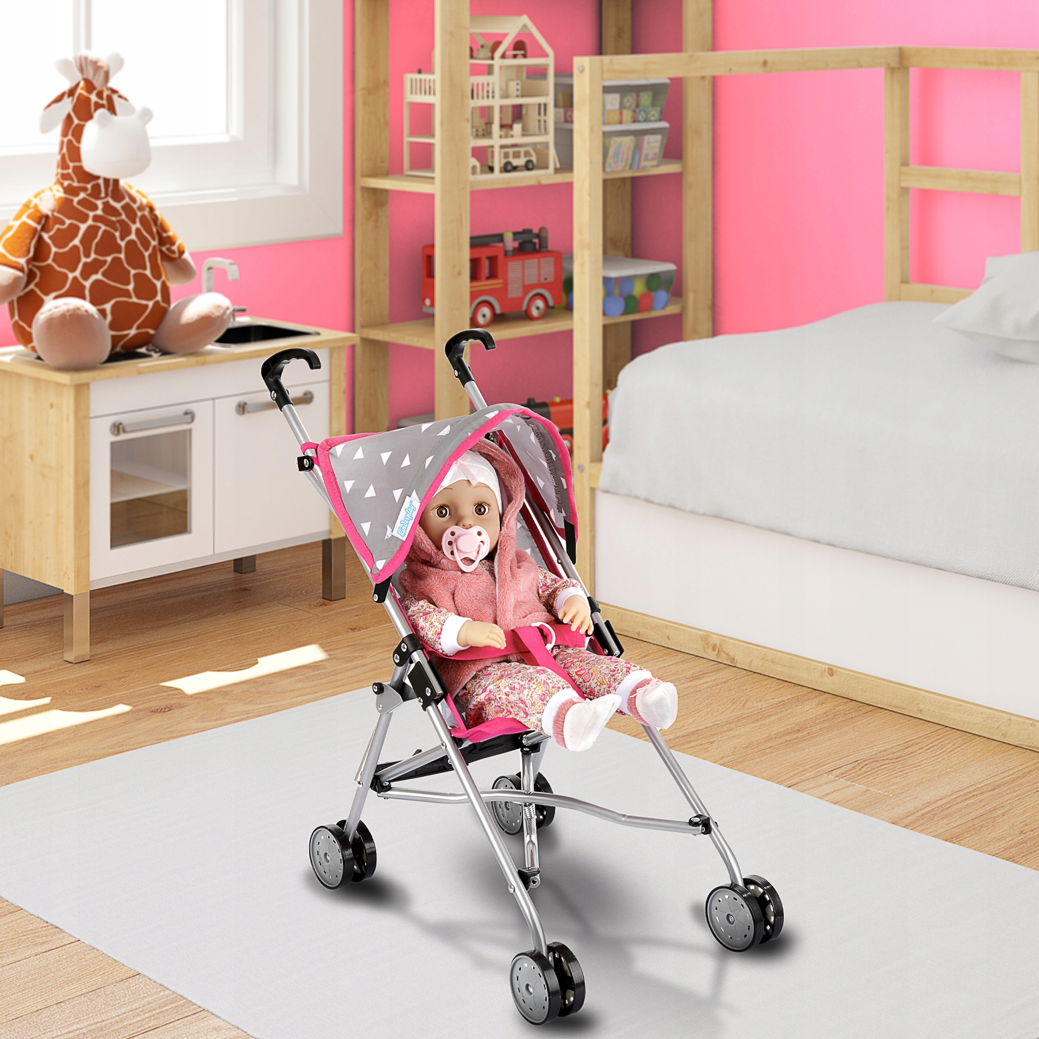 KINDERPLAY WÓZEK DLA LALEK SPACERÓWKA LEKKI SKŁADANY PARASOLKA SPACEROWY Marka Kinderplay