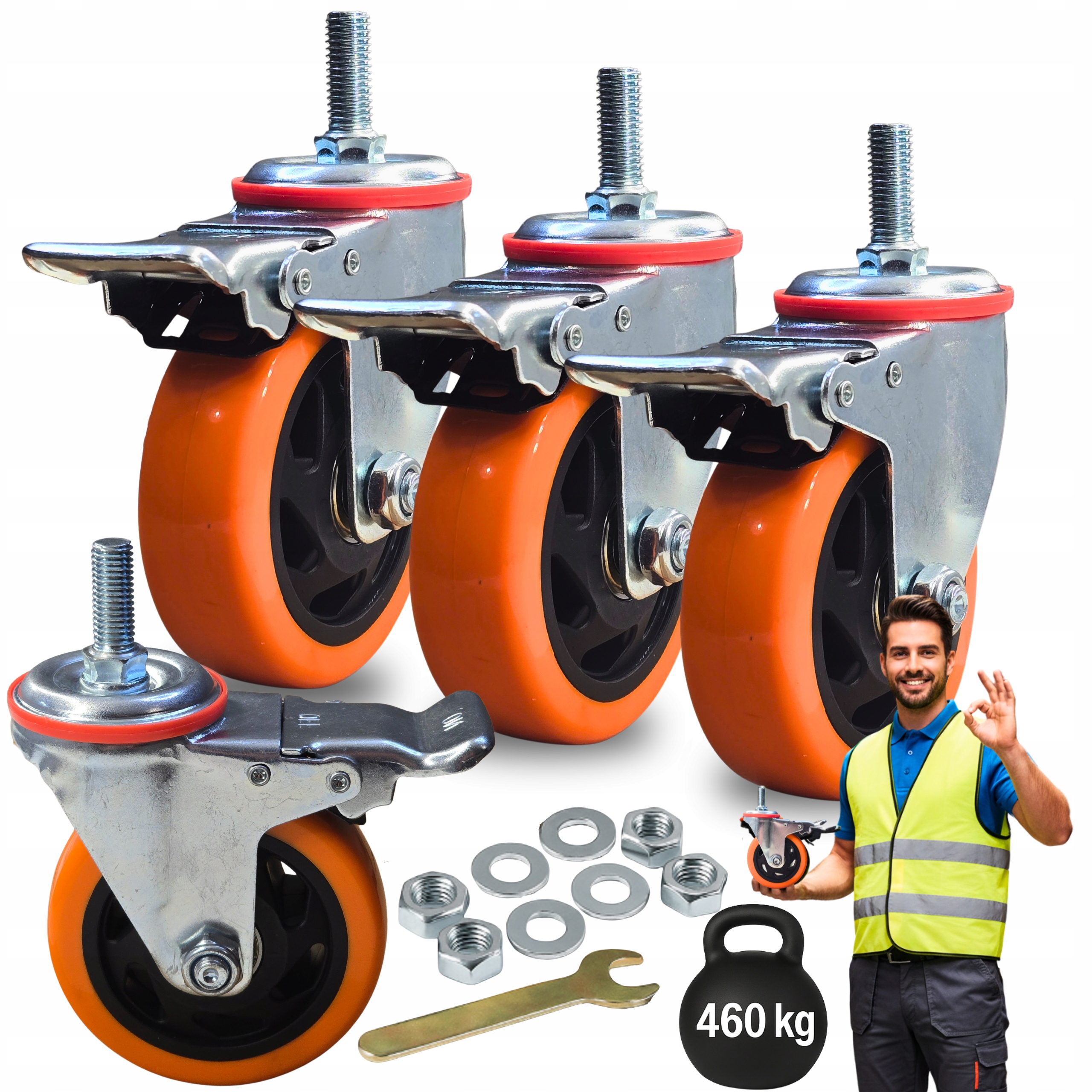 Otočná Kolečka S Brzdou Pro Vysoké Zatížení 460 kg 100 mm M12x30 4sz