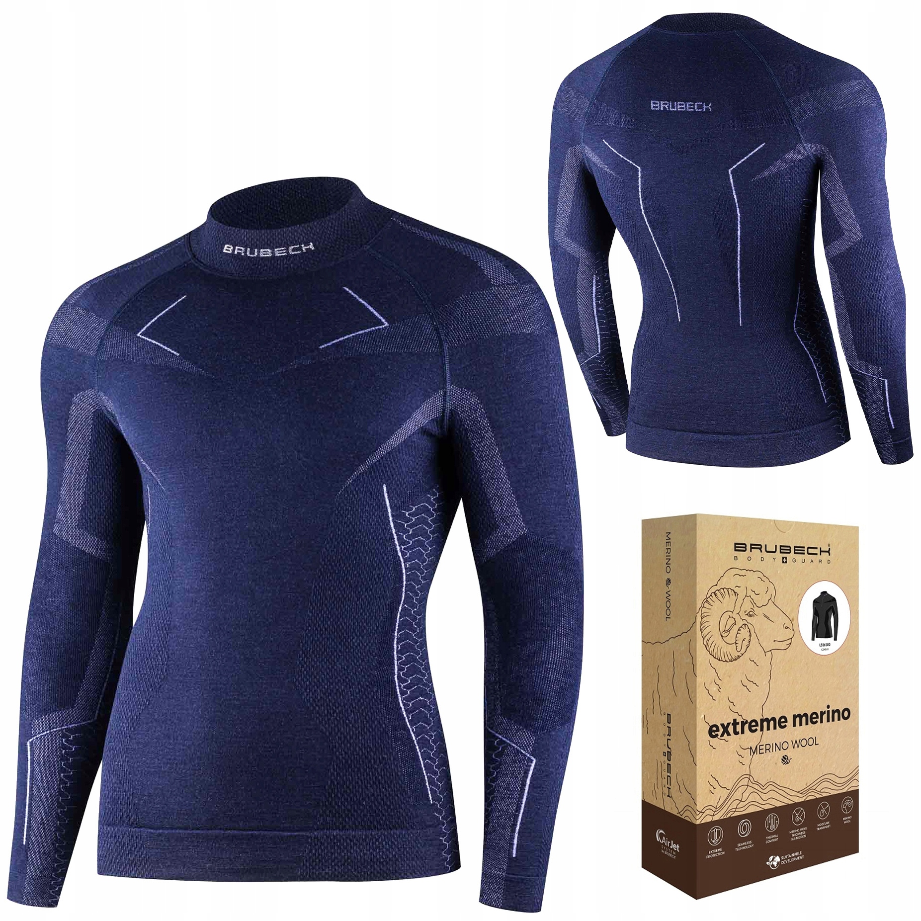 Termoaktivní vlněná mikina Brubeck Extreme Merino Trekkingová XXL