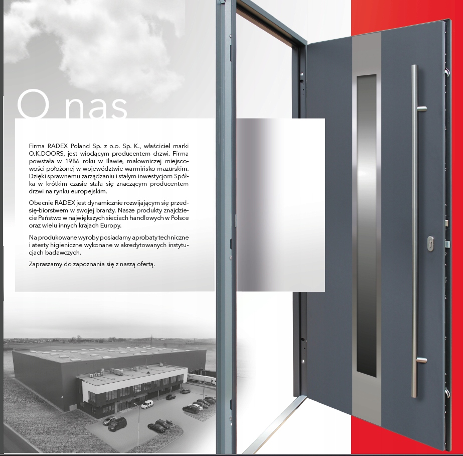 DRZWI LEWE 68MM ZEWNĘTRZ 90CM RC3 CZYSTE POWIETRZE Kolor wykończenia szare