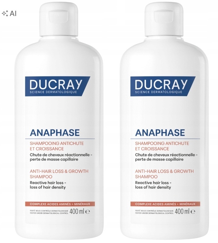Ducray Anaphase Szampon przeciw wypadaniu i na porost włosów, 2 x 400 ml
