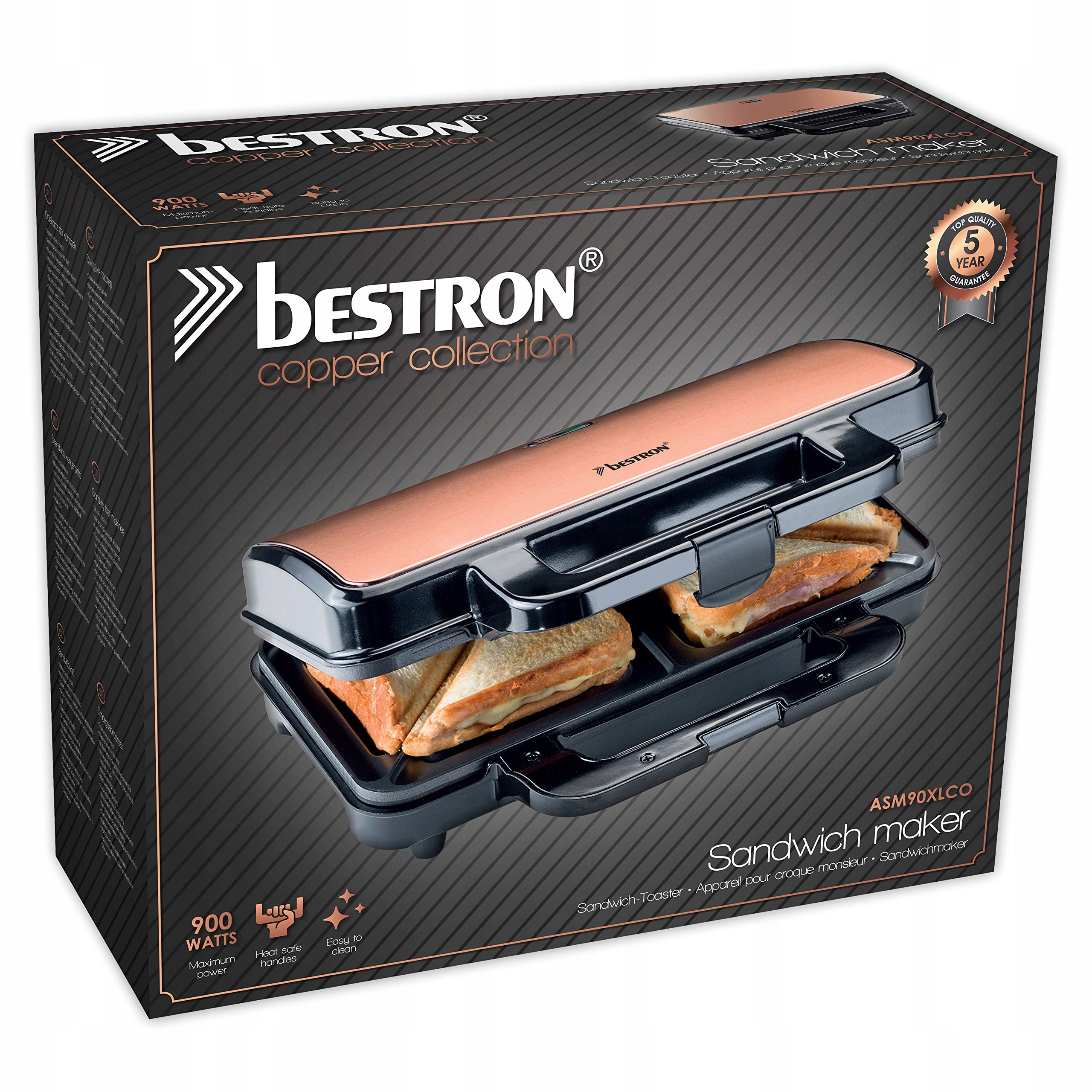 BESTRON XL Opiekacz 900W, Nieprzywierający, Automatyczna Regulacja — miniatura 6