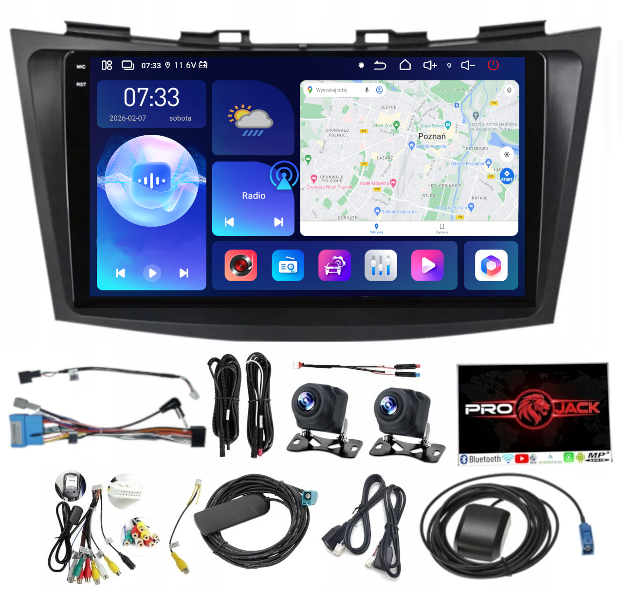 Rádio Navigácia Carplay Gps Android Suzuki Swift 2011-2015 6GB Ram 128GB Pamäť Sim