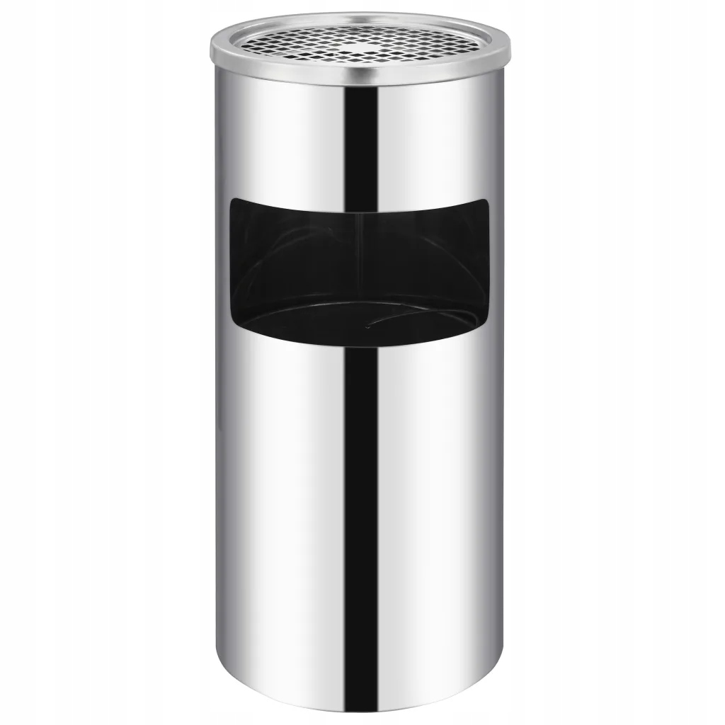 Levně vidaXL Nástěnný odpadkový koš s popelníkem, nerezová ocel, 26 l