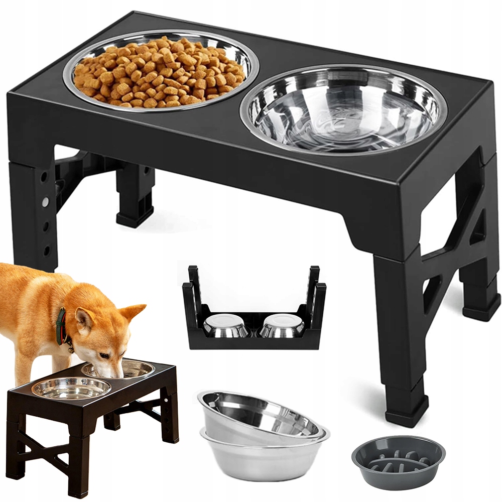 Levně Regulovatelný Stojan Na Misky Pro Psa A Kočku, Protiskluzové Nožičky, Stabilní