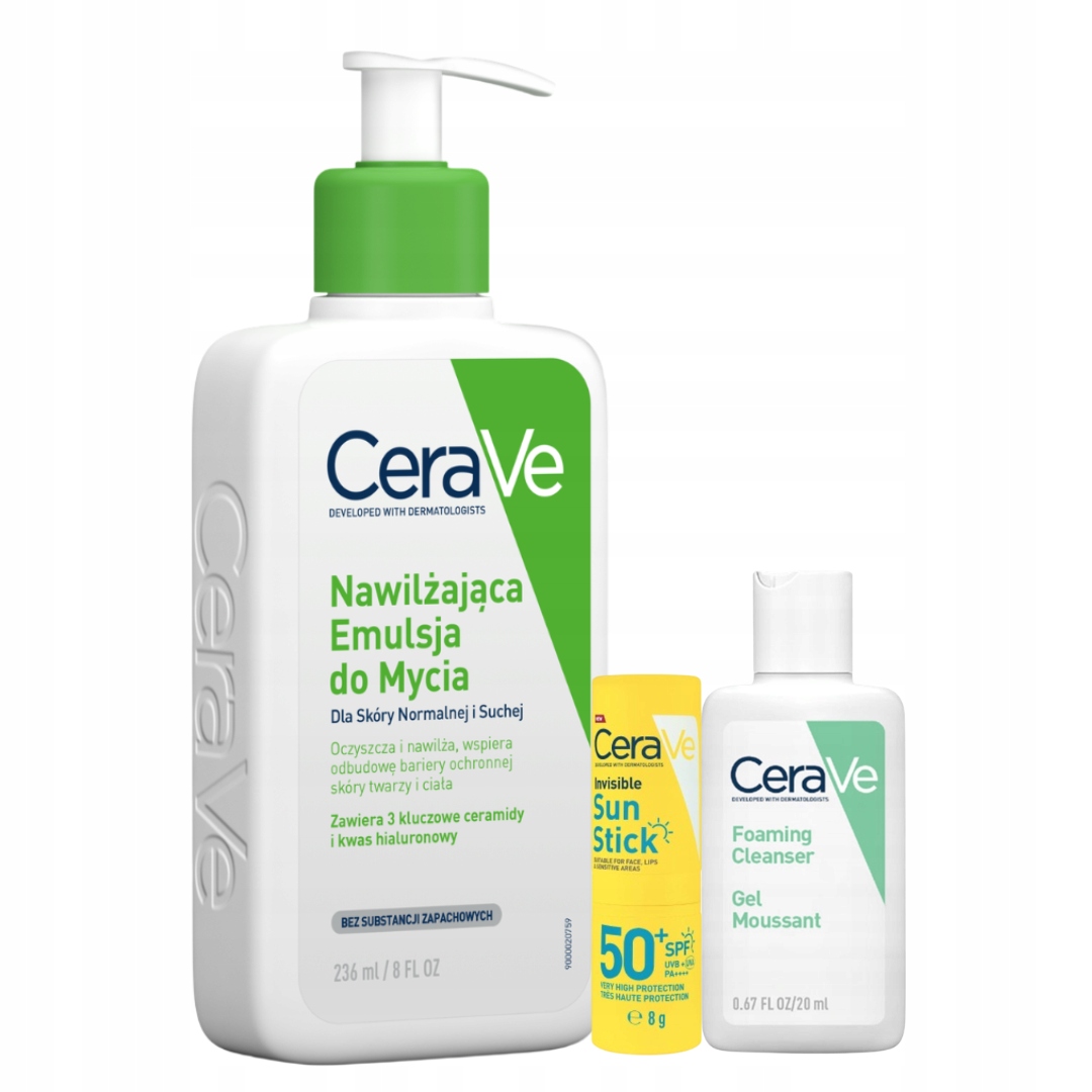 Zestaw CeraVe Sztyft Przeciwsłoneczny SPF50+ Emulsja do Mycia 236ml