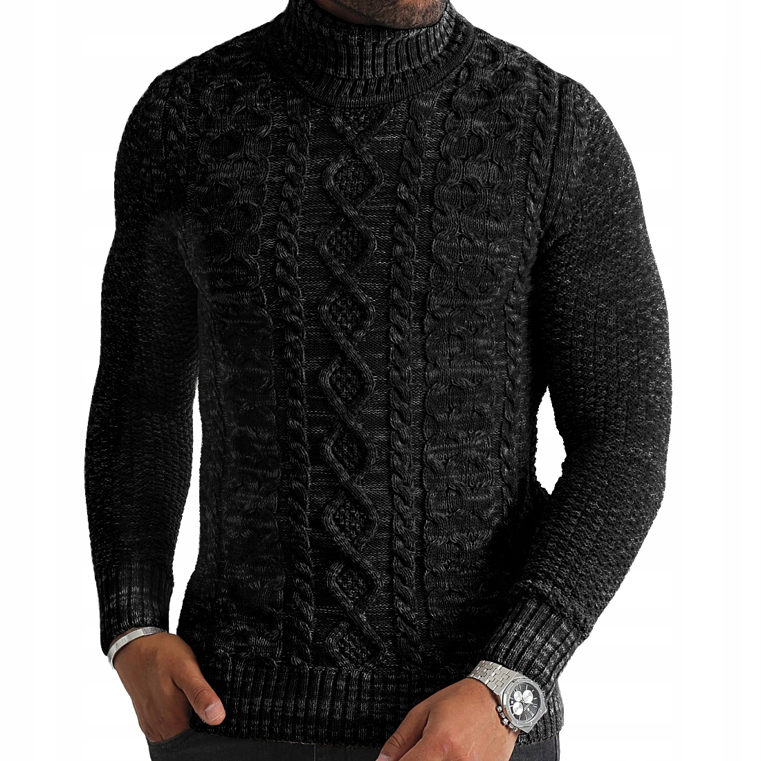 Pánský svetr Rolák Teplý Tlustý Pružný Mikina Se Stojáčkem